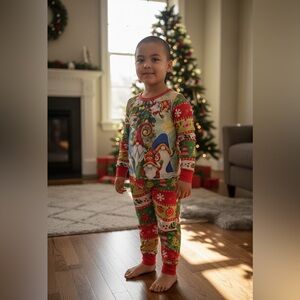 Colorful Holiday Gnome Kids Pajama Set (size 5)